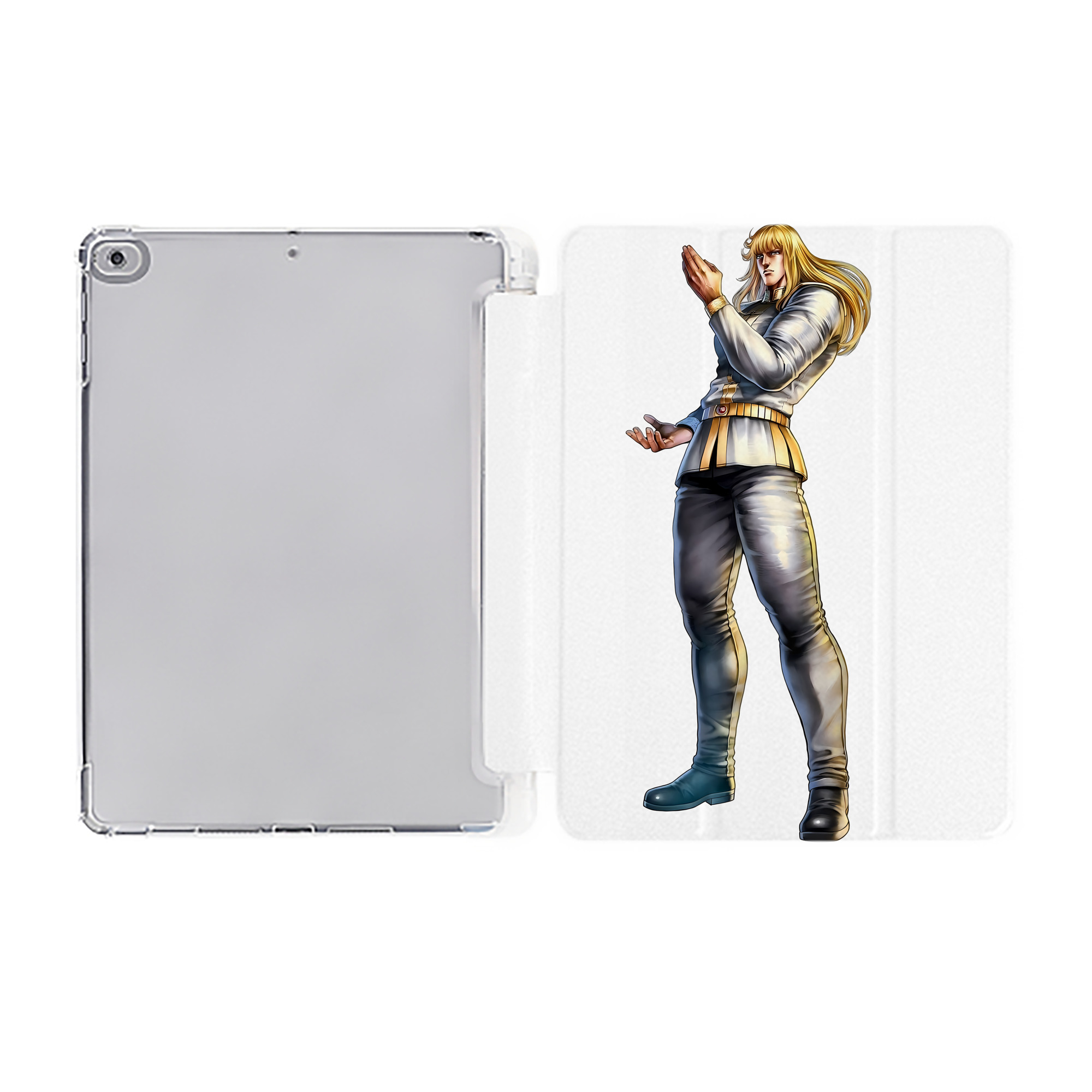 （画像用） 北斗の拳 Fist of the North Star IPad ケース ペン収納付き 三つ折りスタンド PUレザー×シリコン 対応機種9.5/10.5/10.9インチ